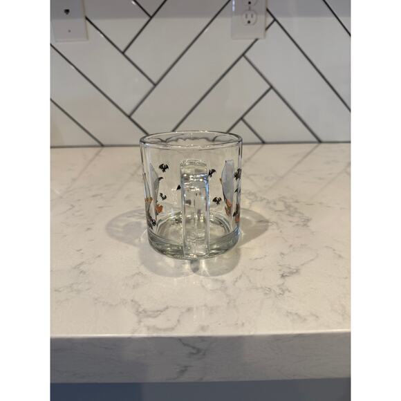 vintage Halloween glass mug featuring a witch, bats, and a full moon 90s 80s - Picture 2 of 7